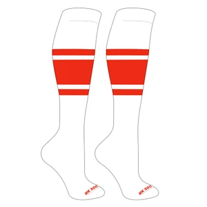 MK Socks Striped OTC Baseball, Softball, Football Socks (B) White, Orange - Picture 1 of 3