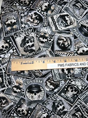 Parches de motocicleta TT Wicked Skulls 100 % tela de algodón por yarda 36x44 CD2416 Foto 1 de 4