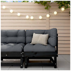 Vidaxl Corner Sofa With Cushions Black Solid Wood Pine