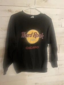 Hard Rock Cafe Chicago Vintage Black Crewneck Sweatshirt Sz Large Made in USA - Picture 1 of 5