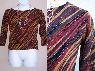 Blusa de viaje Chico's Design tejido como top talla 1 S M lámina dorada OTOÑO NAVIDAD camisa Foto 1 de 4