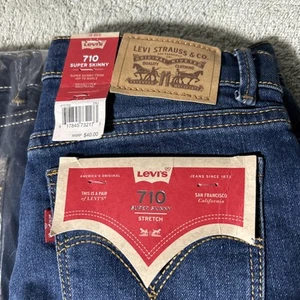 2 PR Levi's Jeans Big Girls 10 Regular 710 Super Skinny Blue Flex Stretch Denim - Picture 1 of 4