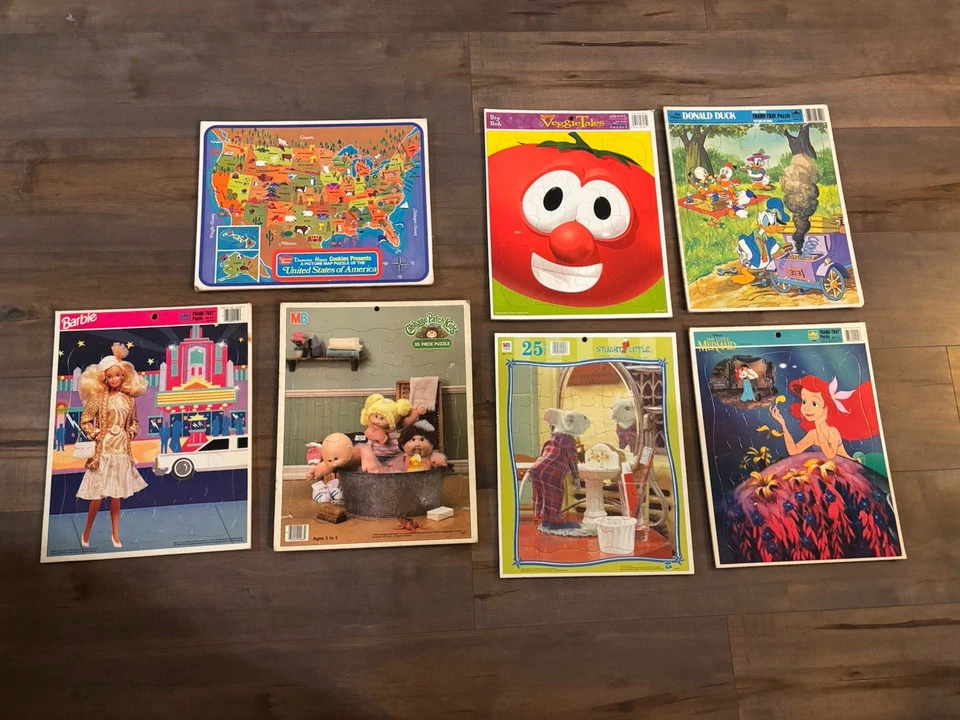 Lote de 7 Rompecabezas Bandeja Marco Cartón Barbie, Disney De Colección Foto 1 de 4