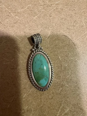 Colgante Vintage Barse Plata de Ley 925 Turquesa Ovalado 16g ¡BONITO! Foto 1 de 4