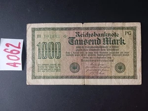 A062 Old Germany banknote 1000 mark 1922, Used - Picture 1 of 2
