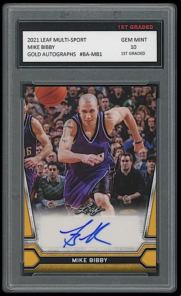 MIKE BIBBY 2021 LEAF MULTI SPORT GOLD AUTOGRAPH #BA-MB1 1ST GRADED 10 CARD - Image 1 of 1