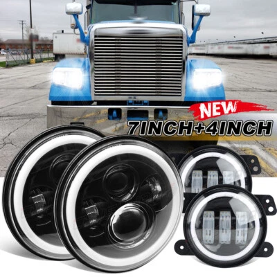For Freightliner Century Class 2001-2011 7'' LED Headlight Hi/Lo+ 4'' Fog Light - Image 1 of 4