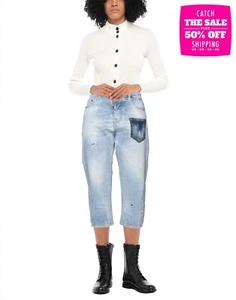 RRP€600 DSQUARED2 Kawaii Jeans IT38 US2 UK6 XS Cropped Faded Distressed Dirty - Picture 1 of 5