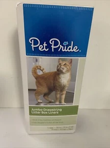 PET PRIDE JUMBO DRAWSTRING LITTER BOX LINERS QUICK AND EASY REMOVAL 5 COUNT NEW - Picture 1 of 12