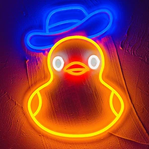 Insegna Neon Anatra per Camera Bambini Decorazione Anatra Giallo Neon Insegna da Parete Business LED Neon - Foto 1 di 12