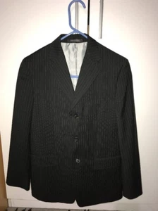 MICHAEL KORS Mens Blue Striped Black Suit Jacket 18R Small 3 Button Sport Coat - Picture 1 of 9