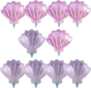 Sea Shells Balloons Purple and Pink Sea Shells Foil Mylar Balloon for Baby Showe - Picture 1 of 4