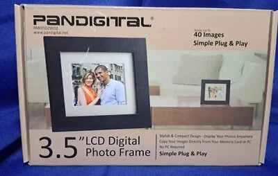 Pandigital PAN3502W02 3.5" Digital Photo Picture Frame (Black) Used has Box. - Image 1 of 2