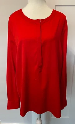 Top de mujer J CREW manga larga rojo popover talla XL Foto 1 de 4