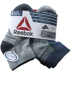 Reebok 6 pack boys ankle socks shoe size S 6-10.5 New. - Picture 1 of 5