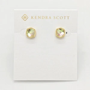 New Kendra Scott Davis Gold Stud Earrings In Dichroic Glass - Picture 1 of 2