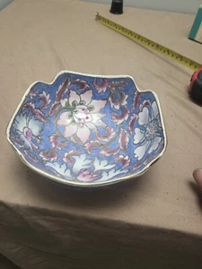 MULTICOLOR FLORAL DESIGN PORCELAIN BOWL Decoration Unique (vintage) - Picture 1 of 16