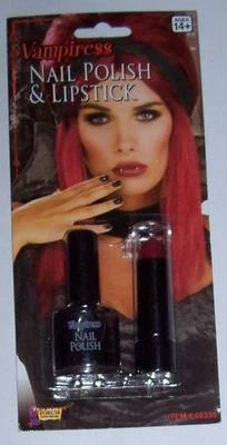 Lot 10 VAMPIRESS BLACK NAIL POLISH and RED LIPSTICK PACK NAILS LIP STICK LIPS - Image 1 of 2