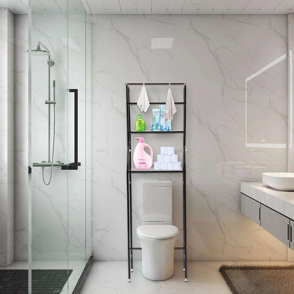 Estante de almacenamiento sobre el inodoro organizador de ahorro de espacio de estante de baño de metal de 4 niveles Foto 1 de 4
