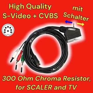 HQ universal Commodore C64 C128 SCART RCA DIN FBAS Y/C S-Video LCD TV Kabel 1,5M - Bild 1 von 9