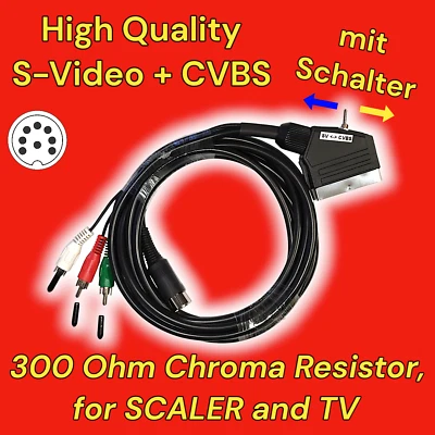 HQ Universale Commodore C64 C128 SCART RCA DIN FBAS Y/C S-Video LCD TV Cavo 1,5M