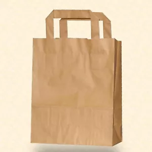 Papiertragetaschen Papiertüten braun weiß Flachhenkel Tragetaschen Tüten Shopper - Bild 1 von 29