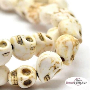 25 LARGE SKULL BEADS 15mm SYNTHETIC HOWLITE JEWELLERY MAKING MSC13 - Picture 1 of 2