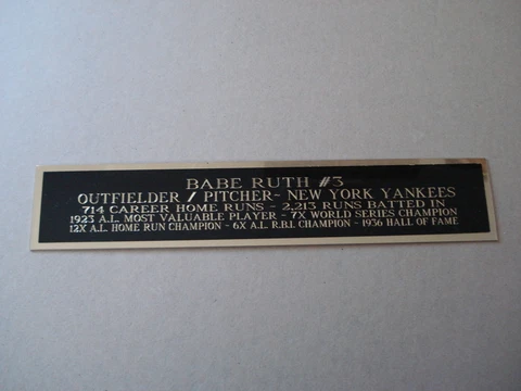 Babe Ruth Yankees Autograph Nameplate For A Baseball Jersey / Bat Case 1.5 X 6 Cover