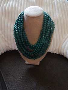 Vintage Signed "1946" Emerald Green 12 Rows Graduated Legths Necklace~Gorgeous - Picture 1 of 7