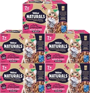Webbox Naturals Complete Senior 7+ Wet Cat Food 60x100g Meat Fish Jelly Variety - Picture 1 of 3