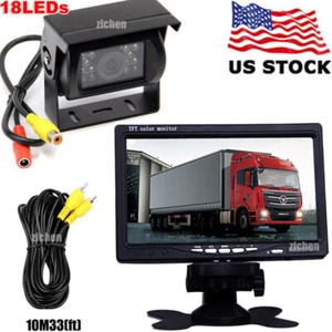 12-24V IR Reversing CCD Camera w/ 7" Rear View Monitor for Truck Caravan RVs Bus - Picture 1 of 24