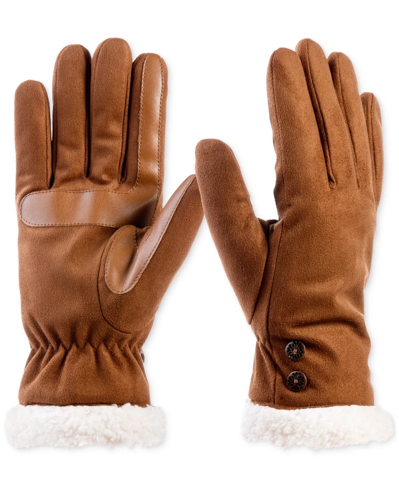 Isotoner Women’s Microsuede Gloves with smarTouch Cognac L/XL