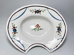 19c. French Faience Barber Shaving Bleeding Bowl Polychrome Enamel Fourmaintraux - Picture 1 of 11