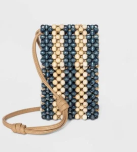 Damen Umhängetasche klein Perlen blau NEU! - Bild 1 von 4