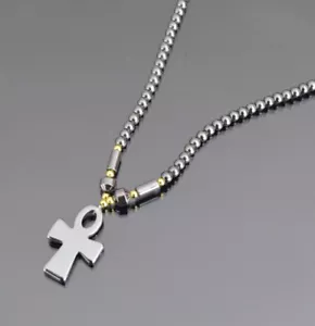 Halskette Hamatit Kreuz Surferkette Edelstein Unisex Halsband Collier Minerama - Bild 1 von 1