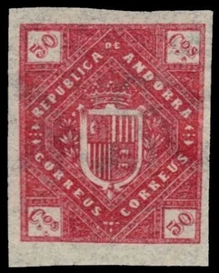 "REPÚBLICA DE ANDORRA A7i - Escudo de Armas ""1875 Sin Emitir"" Imperf (pa83436) - Imagen 1 de 1
