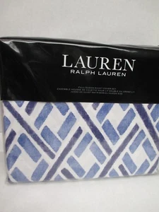 Ralph Lauren JENSEN Blue White Geometric 3pc Duvet Shams Set - Full/Queen - Picture 1 of 12