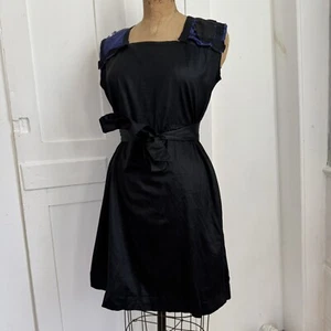 Antique Edwardian Black & Blue Silk  Dress Swimsuit Bathing Suit Wrap Vintage - Picture 1 of 13