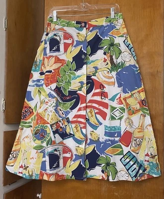 Falda midi vintage años 90 hace 40 años 40 playa hawai tropical estampado novedad talla L Foto 1 de 4