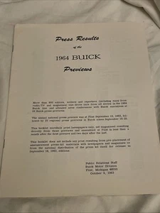 Seltene 1964 Buick Media Presseergebnisse Zeitungsartikel + Vorschauen 17 Seiten - Bild 1 von 9