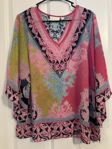 Belle By Kim Gravel - Women’s Multicolored Blouse. Size M - Picture 1 of 8
