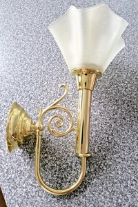 Partylite Wand Teelichtlampe Paragon Messing matter Glas Lampenschirm - Bild 1 von 3