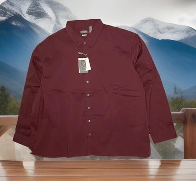Camisa para hombre Van Heusen manga larga 3XL grande y alta protector contra manchas, botones cabernet Foto 1 de 4