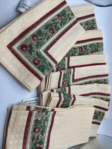Louis Nichole Vintage Fabric Dinner Christmas Holiday Floral Red Green Napkins 8 - Picture 1 of 13
