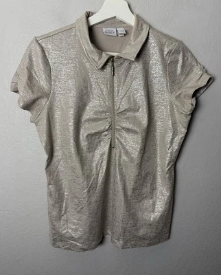 Camisa polo de golf Chicos Zenergy con cremallera metálica dorada elástica talla 1 (US M) Foto 1 de 3