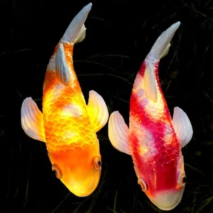 Tooyuart Set of 2 Solar Koi Fish Garden Statues - Ceramic Fish Sculptures for... - Picture 1 of 5