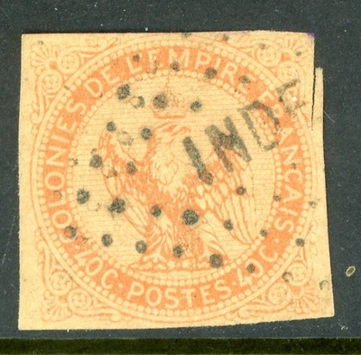 France 1865 Colonies General Issues 40¢ Orange Scott #5 VFU M497 - Image 1 of 4