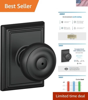 Perilla de puerta Georgian Addison - Solución duradera de privacidad para cama y baño en negro mate Foto 1 de 4