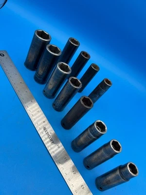 Snap-On Tools Deep Well Socket Set 1/2” Drive 1/2” to 1” 14mm to 21mm T-6-8 - Image 1 of 4