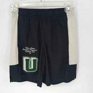 Under Armour Boys YM/M Loose Baseline Graphic Shorts Black Green U Logo - Picture 1 of 6